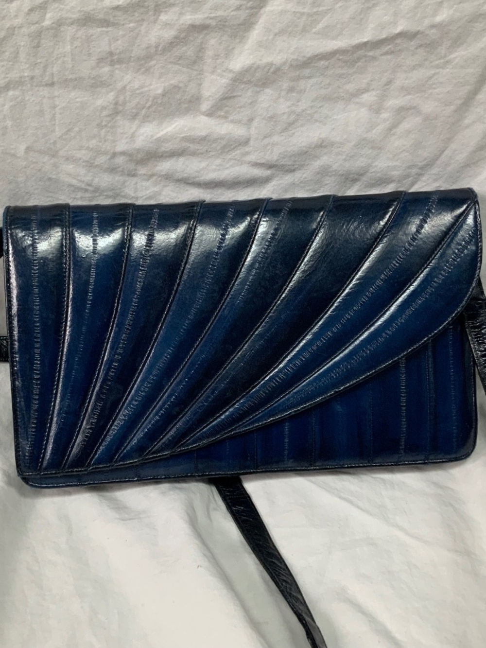 Vintage Blue Eel Skin Clutch or Shoulder Bag